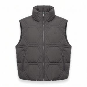 Q Clothing Store Women's Premium Geometric Quilted Puffer Vest - Charcoal Grey