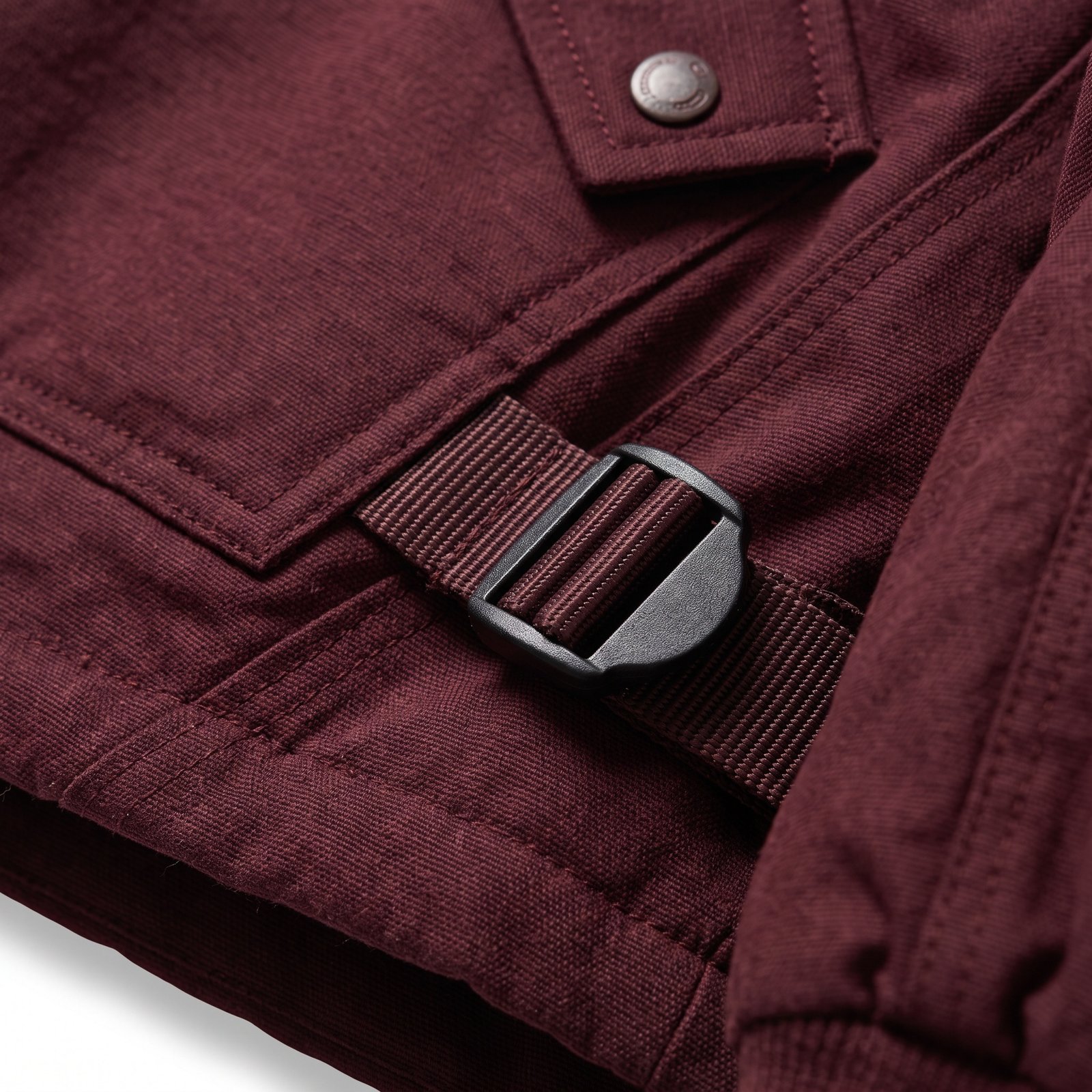 Q Clothing Store Women's Asymmetrical Zip Burgundy Canvas Moto Jacket - Image 3